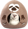 Luxurious Merino Wool Cat Cave - Foldable Hideaway Pod for Indoor Cats - Premium Felt Kitten Pet Enclosure - Covered Cat House for Ultimate Cozy Comfort by Woolygon (Sloth)