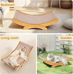 Extra-Larger Cat Scratcher Bed for Indoor Cats - 27.6" Natural Sisal Cat Scratching Board, Wood Frame Scratch Pad, Modern Cats Lounger/Hammock, Easy Assembly Furniture