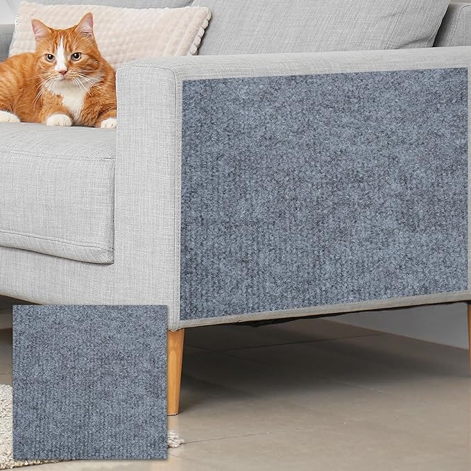 uxcell Self-Adhesive Cat Scratching Mat, 1 Roll 23.6" x 23.6" Couch Protector from Cat Claws for DIY Sofa, Wall, Doors, Cut Anti Cat Scratch Pad Carpet Mat, Light Gray