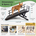 DoggoRamps Dog Ramp for Couch with Safety Rails - Adjustable from 14" to 21" with Anti-Slip PAWGRIP & Convenient Platform Top - for Small Dogs up to 150lbs - Made of Solid Hardwood in North America