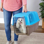 MidWest Homes for Pets Spree Travel Carrier – Hard-Sided Dog & Cat Carrier, Small Pet Travel Crate with Handle, Ventilated Design, Easy Assembly, 24-Inch, Blue
