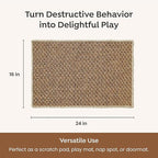 Premium Brazilian Cat Scratcher Mat – 24'' x 16'' Natural Fiber 100% Sisal with Jute Border, Ultra Durable, Scratching Pad, Doormat Rug, Protects Furniture and Carpets (Espresso Brown)