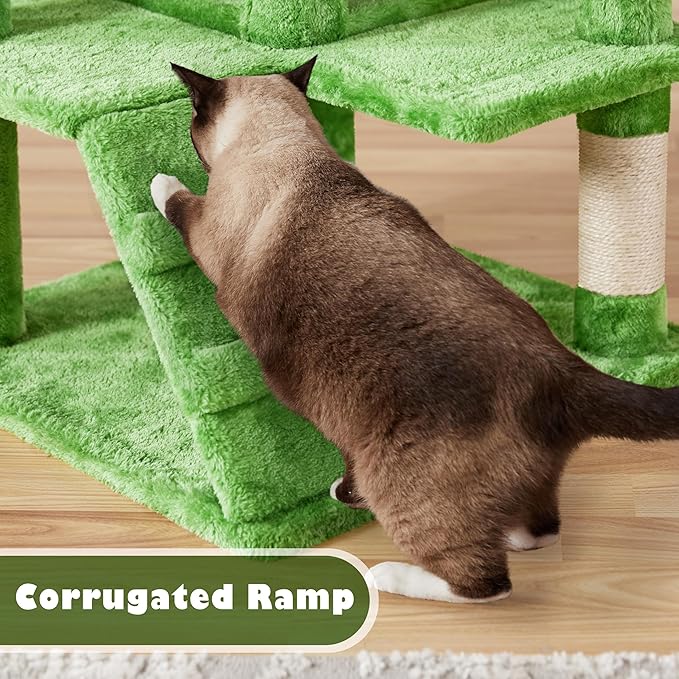 Yaheetech 54in Cat Tree, Cat Tower with Large Condo Sisal Scratching Posts and Dangling Balls, Pet Furniture for Kitten, Green