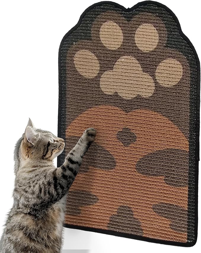 Lukamoo® Cat Scratching Pad, Wall Mounted Scratcher for Indoor Cats (Medium (24'' x 16'')) (Brown Tabby)