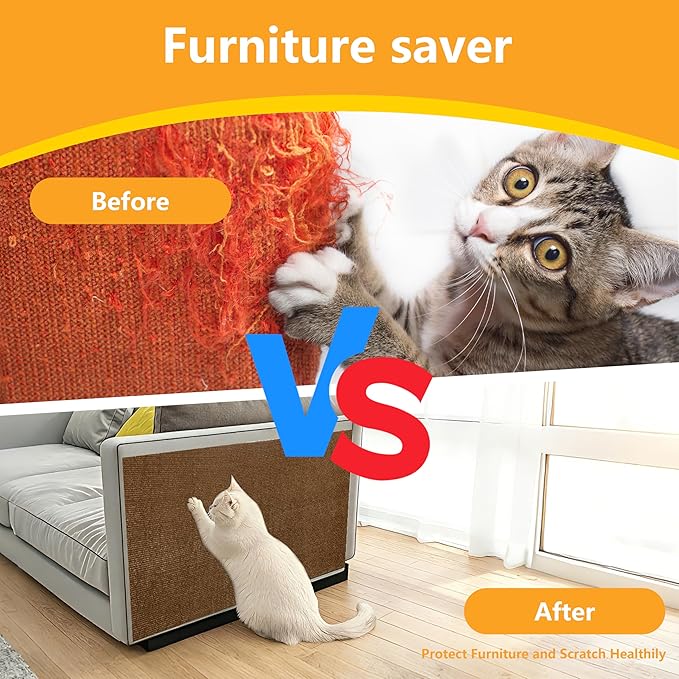 Cat Scratch Pad for Wall,Cuttable and Adhesive Cat Scratching Mat,Fun Interactive Scratcher,Cat Scratch Furniture Protector (Brown,39.3×15.8inch)