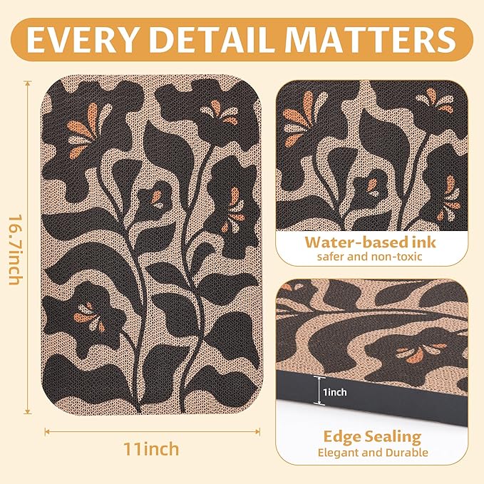 2 Pack Art Cat Scratcher, Wall-Mountable Cat Scratch Pad, Wall Cat Scratcher 16.7x11x1 Inch Cat Scratching Board for Indoor Cats Toy(Black and White 2)