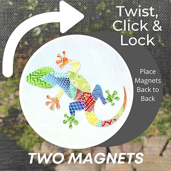 Screen Door Magnets Double Sided – Keep People, Kids, and Dogs from Running into a Screen Door. Saver - Robbins Aria Gecko