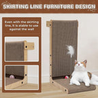 COZIWOW L-Shape Cat Scratcher Lounge, Corrugated Cardboard Scratching Pad for Indoor Cats, Durable Cat Furniture with Spring Toy (Walnut)