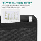 Navaris Cat Scratch Sofa Protector with Storage Space - Durable Sisal Pad - Scratcher Mat to Stop Cats Scratching Furniture - Indoor Cat Scratch Pads Suitable for All Sofas - Black