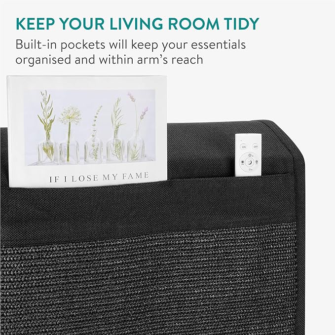 Navaris Cat Scratch Sofa Protector with Storage Space - Durable Sisal Pad - Scratcher Mat to Stop Cats Scratching Furniture - Indoor Cat Scratch Pads Suitable for All Sofas - Black