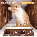 Felt Cat Cave House for Indoor Cats with Catnip Toy, Large Cat Bed Tunnel for Scratching Play, No-Tool Assemble Warm Silent Cat House for Large Cats Up to 22lb, Durable and Washable Coffee