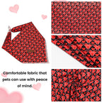 Elegant little tail Valentine's Dog Bandana - Red Heart Pet Bandanas Washable Bib Kerchief Scarf Cute Adjustable Pet Bandanas for Small Medium Dogs