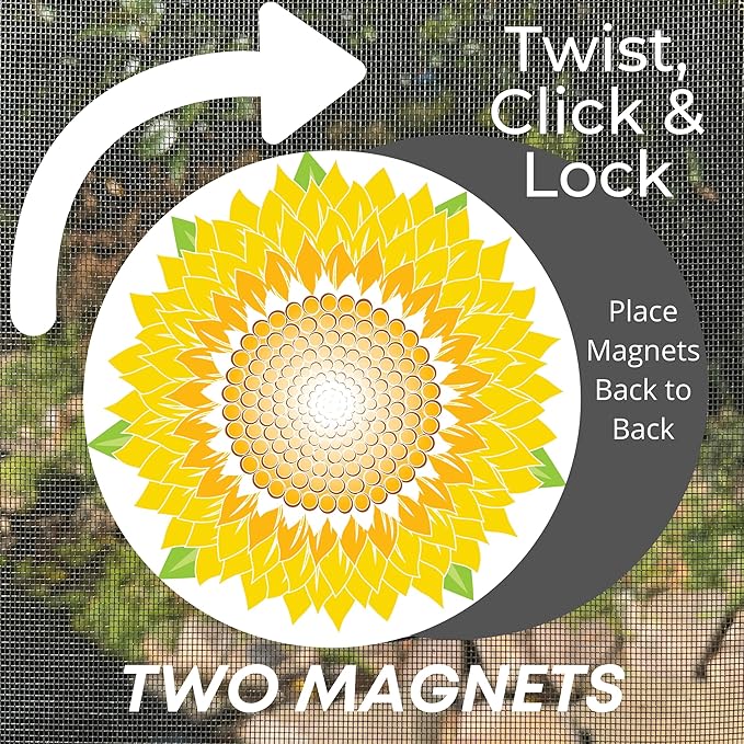 Screen Door Magnets Double Sided – Keep People, Kids, and Dogs from Running into a Screen Door. Saver - Robbins Aria Sunflower