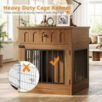 IRONCK Dog Crate Furniture, Wooden Dog Crate with Drawer and Flip-Top Storage, Indoor Dog House End Table for Small Breeds, for Living Room, Bedroom, Walnut