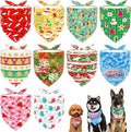 10pcs Christmas Dog Bandanas for Medium Breed Kerchief Triangle Bibs Scarves Snowman Santa Claus Elk Christmas Tree Pattern Girl Boy Grooming Costume