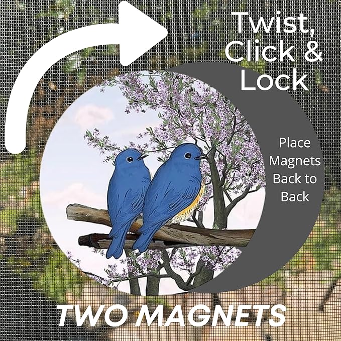 Screen Door Magnets Double Sided – Keep People, Kids, and Dogs from Running into a Screen Door. Saver - Robbins Aria Blue Birds