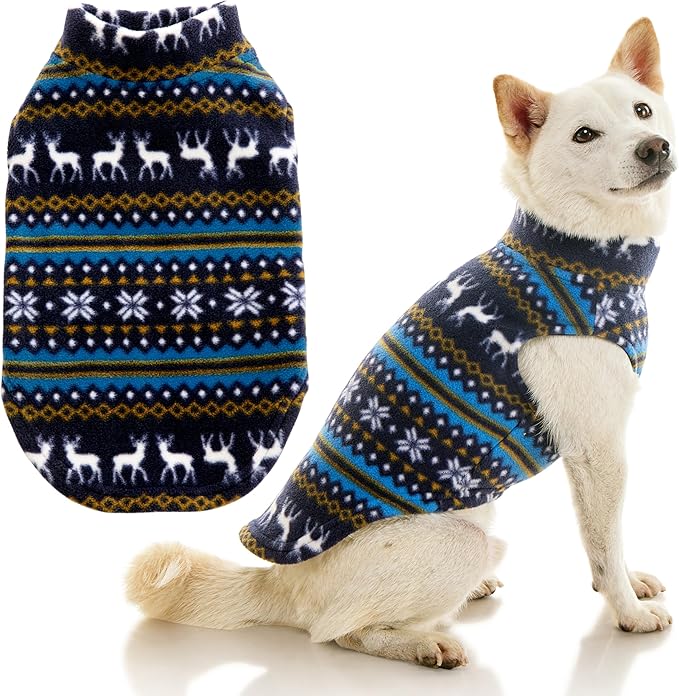 Gooby - Stretch Fleece Vest, Pullover Fleece Vest Jacket Sweater for Dogs, Reindeer Blue, Large