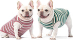 Dog Shirts Vest Cotton Striped T-Shirt, Sleeveless Stretchy Pet Clothes for Small Dogs, 2-Pack Soft Breathable Puppy Tank Top Cat Tee (XX-Large, Pine Green,Plum Red)
