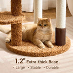Modern Cat Tree Tower with Scratching Post for Indoor Cats Up tp 15lbs, 50.5" Tall Cat Tree with Flower/Fluffy Cat Beds, Acrylic Capsule, Multi-Level Platforms & Interactive Toy, White & Brown