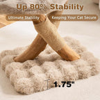HITTITE Natural Solid Wood Cat Tree Tower with Scratching Post, 32 Inches Tall Modern Cat Tower with Rattan Bed and Platforms, Luxury Real Branch Cat Tree for Indoor Cats Large Adult, Khaki.