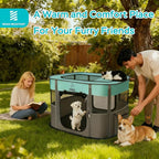 Portable Foldable Pet Playpen Collapsible Crates Kennel Playpen for Dog cat and Rabbit &Travel playpen Outdoor or Indoor (Large（35.4" L x 27.6" W x 23.6" H）, Green)