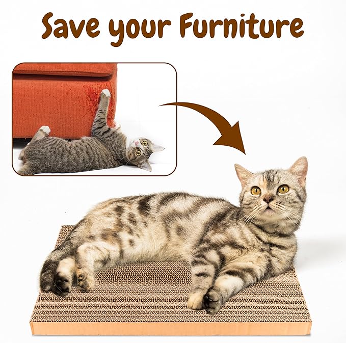 5 in 1 Cat Scratching Pads for Indoor Kitten Play, Recyclable and Durable Corrugated Cardboard Cat Scratcher Pad Suitable for Rest, Grinding Claws and Play (5 Pack)
