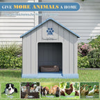 Bifanuo Dog House for Outdoor & Indoor Use with Window, Waterproof Ventilated Kennel with Elevated Floor, Easy to Clean Shelter for Small Medium Large Dogs (Blue, 37.2" L x 40" W x 40" H)