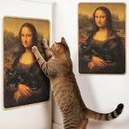 Mona Lisa Sisal Black Cat Scratcher Pad for Indoor - Wall Mounted 24x16 Inch Scratching Mat with Adhesive Hook Loop Tape Protect Couch Carpet Durable Cat Wall Scratcher for Furniture Protect