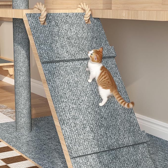 LaCheery 24"x79" Couch Cat Scratch Protector Couch Scratch Protector from Cats Corner Protectors for Furniture Self Adhesive Cat Scratching Post Replacement Light Grey Large Carpet Mat Roll Trimmable