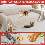 Cat Scratch Furniture Protector - Anti-Slip, Waterproof Sofa Cover to Keep Cats Off, Pet-Friendly Couch Protectors for 3 Cushion Couch, Khaki Anti-Scratch Couch Cover for Pets and Kids 118"X71"