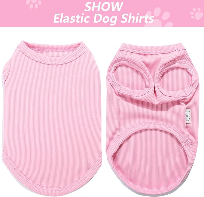2 Pack Dog Clothes for Small Dogs Summer Dog Shirt Vest Girl Boy Lightweight Puppy T-Shirts Blank Soft and Cool Pet Clothing Sleeveless Medium Large Dog Outfit (Pink+D-Pink, Large)