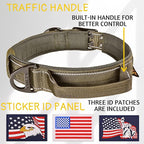 ADITYNA Heavy Duty Dog Collar for Medium Dogs - Reflective Green Collar with Handle for Training, and Walking - Wide, Thick, Tactical, Soft Neoprene Padded