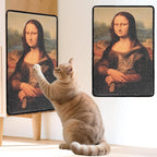 Sisal Cat Scratcher Mat, Cat Wall Scratcher for Indoor Cats, 23.6x15.7 Inch Cat Scratch Pad with Hook & Loop, Wall Mounted Cat Scratching Post to Protect Couch and Carpet（Mona Lisa）