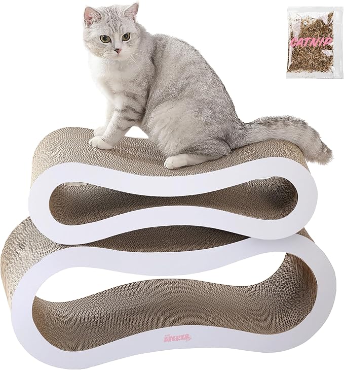 CSR1014B Suvi 26" Modern Cardboard Infinity 2-in-1 Lounge Bed Cat Scratcher with Catnip, Cloud