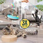 OurPets Wobble Scratch Track Cat Toy - Interactive Cat Toys for Indoor Cats with Ball Track That Rolls; Feather Wand and Scratcher Pad. Great as a Kitten Toy for Self Play to Keep Them Busy