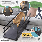 DoggoRamps Dog Ramp for Couch with Safety Rails - Adjustable from 14" to 21" with Anti-Slip PAWGRIP & Convenient Platform Top - for Small Dogs up to 150lbs - Made of Solid Hardwood in North America