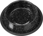 Neater Pet Brands - Outdoor Camping Style Pet Bowl - Enamel Ware Blue Black Granite Colors - Dog Cat No Tip Skid Bowls (16 oz, Black)