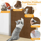 Cat Scratch Pad for Wall,Cuttable and Adhesive Cat Scratching Mat,Fun Interactive Scratcher,Cat Scratch Furniture Protector (Brown,78.7×15.8inch)