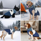 azuza Dog Jacket for Medium Dogs Waterproof Dog Coat with Reflective Strips and Harness Built in Warm Fleece Dogs Winter Coat Windproof with Back Zipper, Navy XL