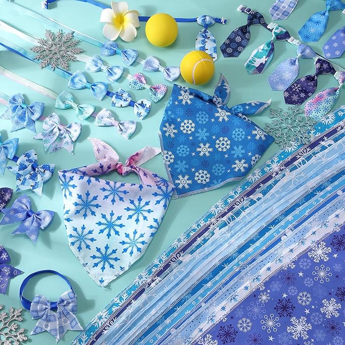 Reginary 120 Pcs Winter Dog Bandanas Bulk Dog Bows Set Bow Ties Cat Scarf Colorful Washable Triangle Pet Kerchief Cute Bib for Summer Small Medium Large Pets Grooming Accessories Costume