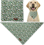 Summer Bandana - Cute Pet Bandana with Flower Pattern, Adjustable Green Puppy Bib, Washable Triangle Dog Scarf for Boy, Girl Dogs or Cats