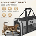 TSA Approved Pet Carrier for Small Cats and Puppies, Soft-Sided and Foldable, Cat and Dog Carrier Fits Pets Up to 15 lbs, Durable Portable Travel Bag with Litter Box (Gray, Litter Box & Leash Set)