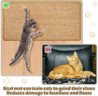Riakrum 2 Pack 32 x 16 Inches Sisal Cat Pad Rectangular Sisal Scratch Mat Natural Fabric Horizontal Cat Pad Scratching Scratch Mat Protector for Furniture Sofa and Wall(Brown)