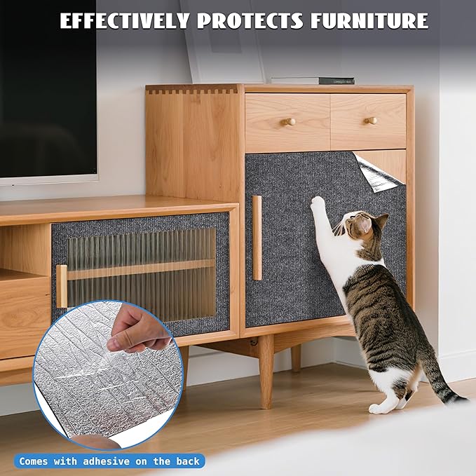 Cat Scratch Furniture Protector,Couch Protector from Cat Claws,Cat Couch Scratcher,Adhesive Cuttable Kitten Scratch for DIY Climbing,Suitable for Sofa,Wall,Door,Table Legs (Dark Gray, 39.3x15.7in)