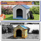 Bifanuo Dog House Outdoor Indoor, Plastic Small Dog House-Weatherproof Design with Air Vents & Elevated Floor for Small to Medium Dogs, Easy Clean and Assemble (Blue)
