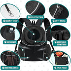 PetAmi Dog Front Carrier Backpack, Ventilated Adjustable Dog Pet Cat Chest Carrier Backpack, Dog Carrier for Hiking Camping Travel, Small Dog Puppy Medium Cat Carrying Bag, Max 10 lbs, Black