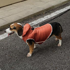 Fleece Lining Dog Hoodie with Harness Built in,Extra Warm Medium Dog Jacket in Winter Doggie Coats with Drawstring Hooded,Orange XL