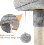 Topeakmart Cat Tree Tower for Indoor Cats, 34.5in Cat Activity Center with Condo & Scratching Post, Cat Climbing Tower Play House w/Large Perch, Platform, Basket for Kitten, Light Gray