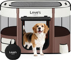 Love's cabin Pet Puppy Dog Playpen, Large Dog Tent Crates Cage Indoor/Outdoor, Portable Exercise Playpen for Cat, Foldable Pop Up Dog Kennel Playpen with Carring Case (L, Brown)