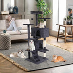 Heavy Duty Cat Tree,54 Inch Tall Cat Tower,2 Cozy Condos,Scratching Posts,Ladders & Sisal Pole,Multi-Level Perches Platforms for Indoor Cats,Sturdy Pet Climbing Furniture,Light Gray
